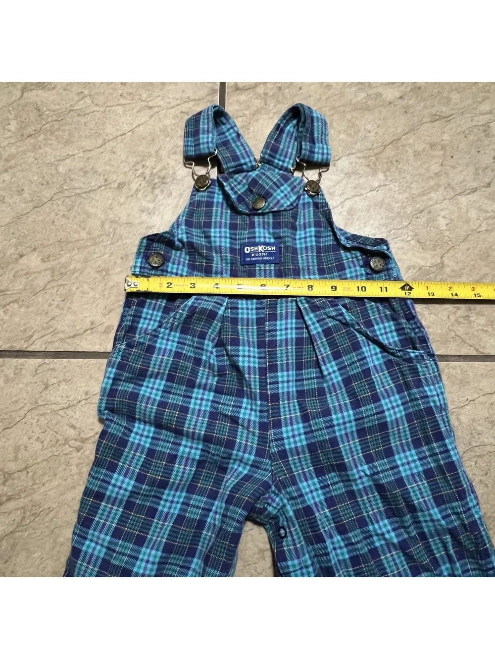 Vintage OshKosh Pleated Plaid Bib Overalls Vestback Toddler Preppy One Piece